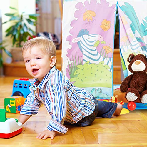 Relaxdays Tienda Campaña Infantil Jungla, Poliéster, Azul y Rojo, 102 x 72 x 95 cm