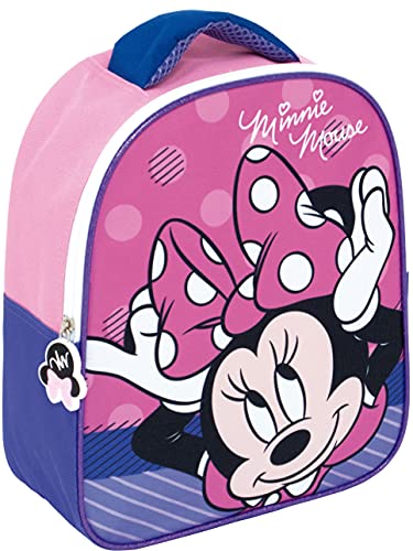 REQUETEGUAY Mochila Minnie Mouse Disney Guarderia para niñas (28 cms) + Bolsa Minnie Mouse con cordones para Merienda