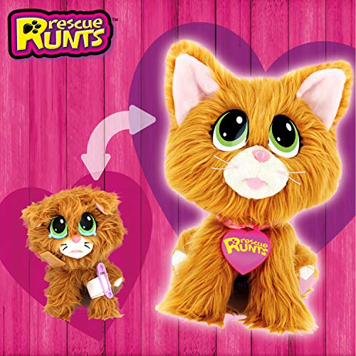 Rescue Runts - Peluche de Gato roso para Adoptar, para niños, Mascotas, Color marrón