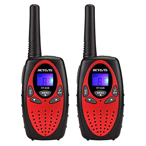 Retevis RT628 Walkie Talkies Niños, Largo Alcance Recargable VOX Bloqueo de Tecla, Regalos para Cumpleaños y Vacaciones, Fácil de Usar para Cámping, Caminar y Aventuras (1 Par, Rojo)