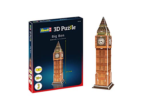 Revell 3D Puzzle- Big Ben, un hito de Londres Descubre el Mundo en 3D, diversión para jóvenes y Mayores, Color Coloreado (120)