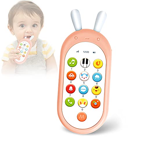 Richgv Movil Bebe, Telefono Juguete, Mando a Distancia Conejo, Teléfono para niños con Luces de Flash, Sonidos y Canciones (Rosa)