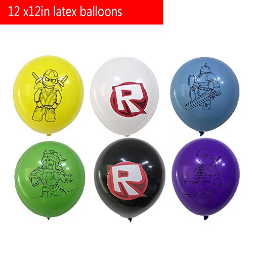 Ro-blox Suministros para fiestas Decoraciones Favores de fiesta de cumpleaños Incluidos Banner Ro-blox, Globos, Mantel, Bolsas de regalo y servilletas, Paquete de suministros para 10 invitados