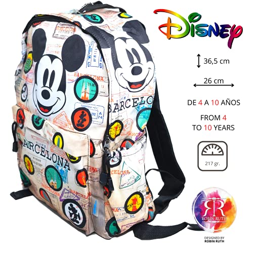 Robin Ruth Mochila Escolar infantil Disney niños y niñas de 4 a 10 años. Producto oficial para escolares. Mickey Mouse. Bolsa colegio para libros