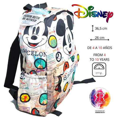 Robin Ruth Mochila Escolar infantil Disney niños y niñas de 4 a 10 años. Producto oficial para escolares. Mickey Mouse. Bolsa colegio para libros