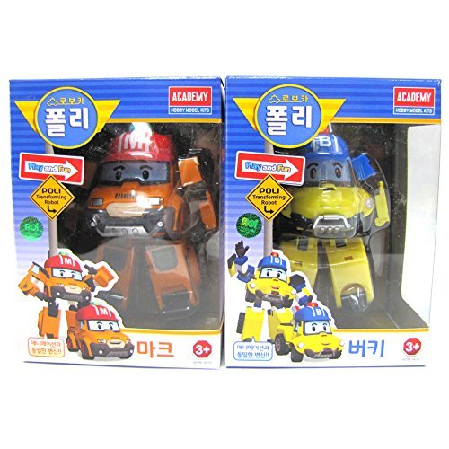 Robocar Poli Bucky Marcar Coche De Juguete Figura De Acción Academia Robot Transformador De 2 Pc Fijó