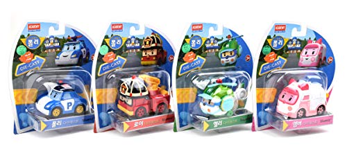 Robocar Poli Diecasting Set : Poli, Roy, Amber, Helly (Non-transformador)