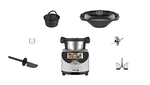 Robot de cocina FAMILYCOOK. Más de 120 recetas preinstaladas paso a paso. Conexión WIFI. 1500W de potenic ay un vaso XL de 5L. 10 velocidaes + función Turbo y Reverse. 5 programas preinstalados.