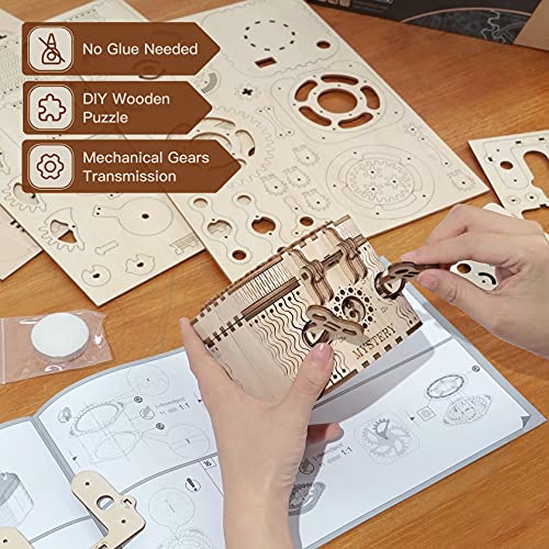 Robotime Puzzle 3D Madera Maquetas Treasure Box Modelos Mecánicos Kits para Construir Adultos Montar Construcciones Laser Cut Puzzle de Madera