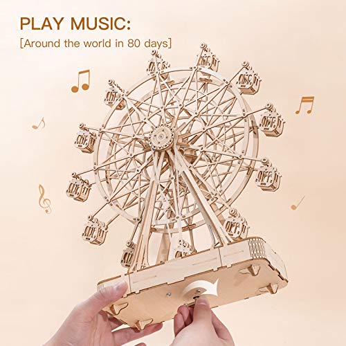 Robotime Puzzle 3D Puzzle Música Kits de Modelos de Madera Maquetas para Adultos de Construcción Laser Cut Puzzle Regalo de Desafío (Ferris Wheel)