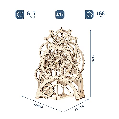 Robotime Rompecabezas De Madera 3D Maquetas Kits De Modelo Autopropulsados Juego De Construcciones Mecánica Laser Cut Puzzle para Adultos (Pendulum Clock)