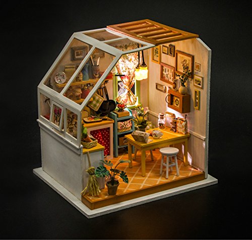 Rolife Kits de Cocina Miniatura para casa de muñecas con luz DIY Mini casa de Madera Modelo-Mejores Regalos para Adultos-Niños 14 15 16 17 18 años Arriba (Jason's Kitchen)