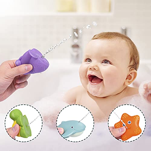 Rolimate 6 Piezas de Juguetes de baño para bebés, niños, niñas, Regalo para niños, bañera de Cuerda, Juguetes de baño para bebés con Red de Pesca para niños pequeños, Juguetes de Agua para Piscina