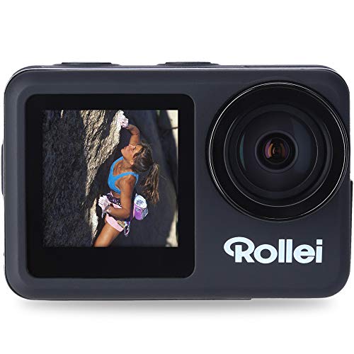 Rollei Action Cam 8s Plus - Cámara sumergible con pantalla selfie, 4K 60fps de imagen, lapso de tiempo, movimiento lento, función Loop, resistente al agua hasta 10 m, color negro