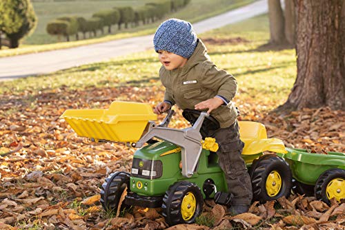 Rolly Toys 023110 John Deere - Tractor a pedales con pala frontal y remolque (168 cm), verde y amarillo [Importado de Alemania]