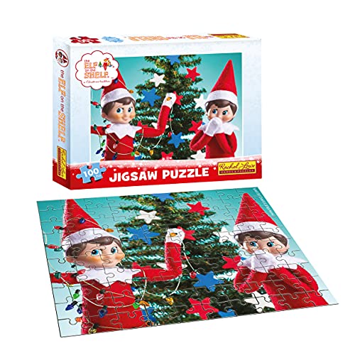 Rompecabezas de Elf on the Shelf de 100 piezas con tarjetas a presión | Rompecabezas para niños de 5 a 8 años | Accesorios de elfo en el estante