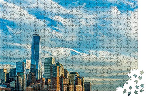 Rompecabezas Para 1000 Piezas,Vista Del Atardecer De Manhattan Puzzle De Paisaje,Vista De National Geographic Rompecabezas De Madera,Puzzles Regalo De Cumpleaños Para Niños Y Adultos(75*50Cm)