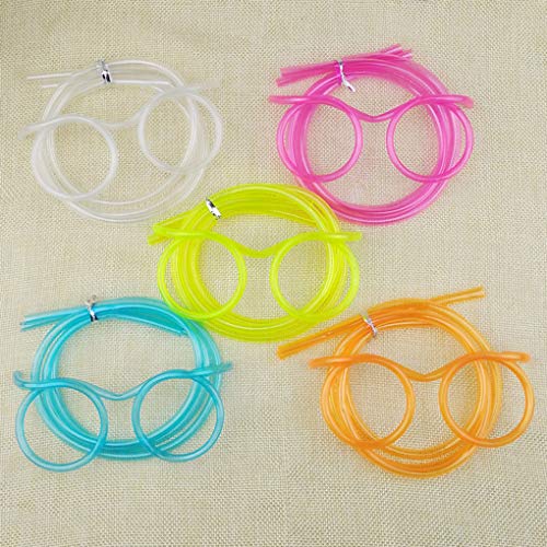 rongweiwang PVC Diversión anteojos Tubo de Paja Cumpleaños Lentes Gafas de Fiestas de cumpleaños para niños Accesorios de Barra Beber Paja Random Color