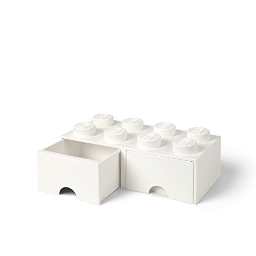 Room Copenhagen 40061735 Caja de Almacenaje Apilable, Ladrillo 8 pomos, 2 Cajones, 9.4 l, Blanco (White), 50 x 25 x 18 cm