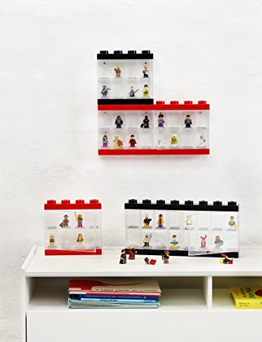 Room Copenhagen-Caja expositora para 16 Minifiguras de Lego, Contenedor apilable para Pared o Escritorio, roja, Color Rojo, Grande 5711938023607