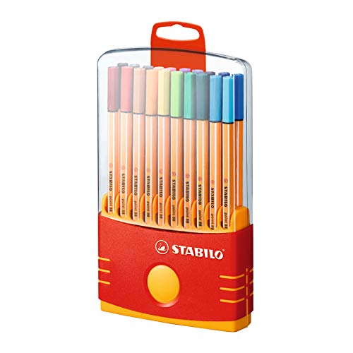 Rotulador punta fina STABILO point 88 - Estuche premium Colorparade con 20 colores