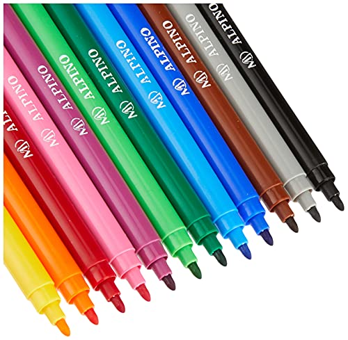 Rotuladores Alpino Coloring para niños - Estuche de 12 Colores con Punta Fina 3mm - Tinta Lavable - Perfecto para Manualidades, Pintar Mandalas o Material Escolar