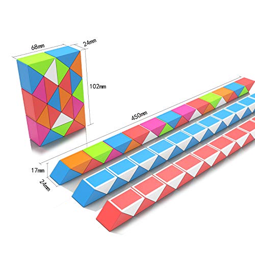 ROXENDA Magic Snake con 24 Segmentos, 3D Magic Snake Cube - Puzzle Games IQ Toy para Niños y Adultos - 1 Paquete (Arcoíris, 24 Segmentos)