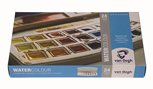 Royal Talens - Van Gogh Water Colour - Caja de pintura de plástico de 24 pinturas con pincel