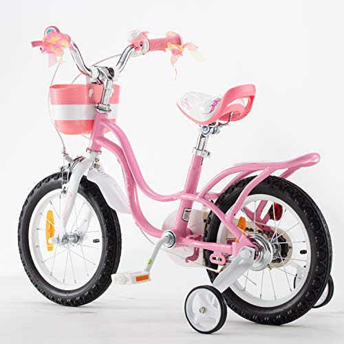 RoyalBaby Bicicleta para niños niña Little Swan Ruedas auxiliares Bicicletas Infantiles Bicicleta de Niño 14 Pulgadas Pink