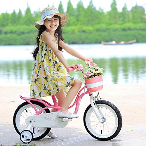 RoyalBaby Bicicleta para niños niña Little Swan Ruedas auxiliares Bicicletas Infantiles Bicicleta de Niño 14 Pulgadas Pink