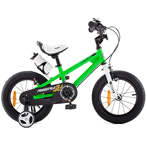 RoyalBaby Bicicletas Infantiles niña niño Freestyle BMX Ruedas auxiliares Bicicleta para niños 14 Pulgadas Verde