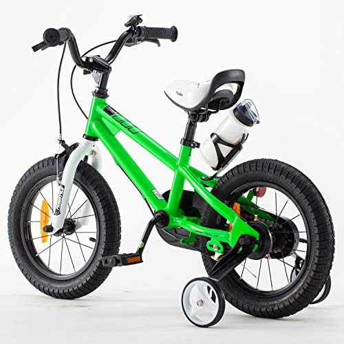 RoyalBaby Bicicletas Infantiles niña niño Freestyle BMX Ruedas auxiliares Bicicleta para niños 14 Pulgadas Verde