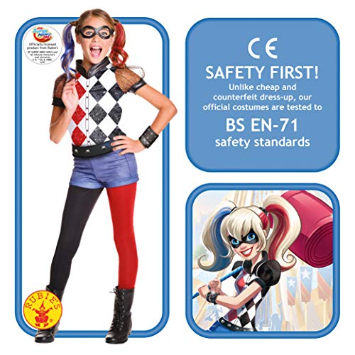 Rubie's 620712 - DC Super Hero Girls Harley Quinn Deluxe, Traje de niño, S (3-4 años)