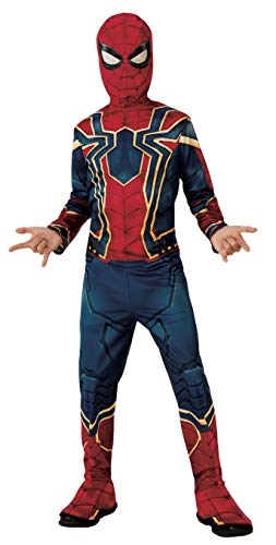 Rubies Disfraz Avengers Official Iron Spider, Spiderman Classic, Talla S, 3-4 anos, altura 117 cm (700659_S) + Spiderman - Guantes para disfraz de niño, talla Única ( 35631)