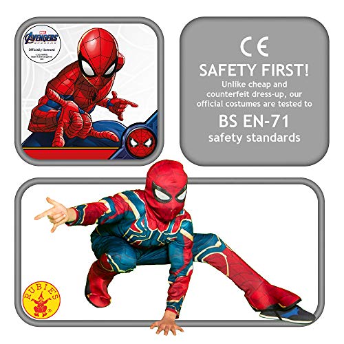 Rubies Disfraz Avengers Official Iron Spider, Spiderman Classic, Talla S, 3-4 anos, altura 117 cm (700659_S) + Spiderman - Guantes para disfraz de niño, talla Única ( 35631)