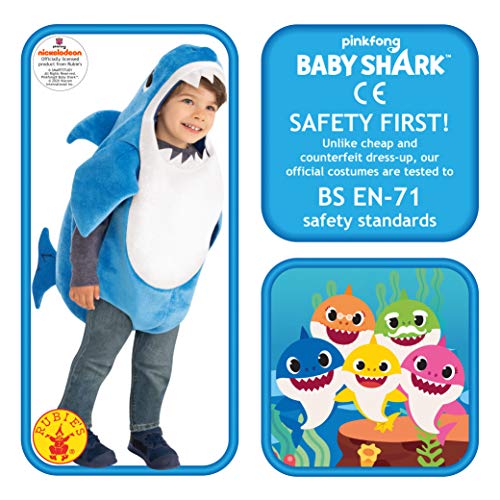 Rubies - Disfraz de Baby Shark Daddy Shark para niños pequeños con Sonido (701701-S)