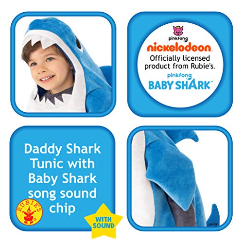 Rubies - Disfraz de Baby Shark Daddy Shark para niños pequeños con Sonido (701701-S)