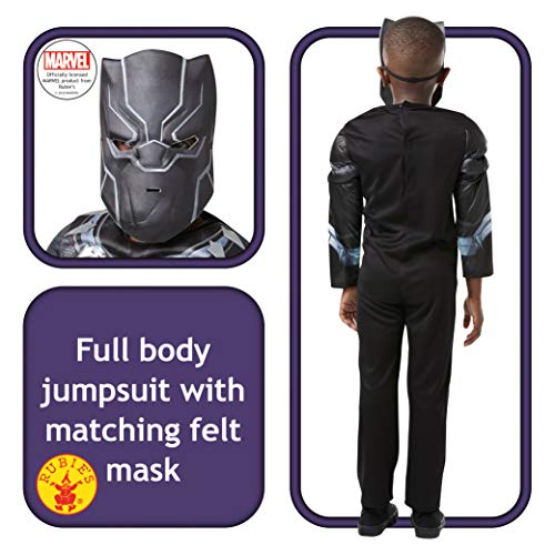 Rubies Disfraz infantil marca S modelo 640908 9–10, de personaje de justiciero de Marvel, pantera negra, fastuoso disfraz para varones, talla única