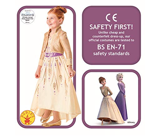 Rubies - Disfraz oficial de Disney Frozen 2, Anna Deluxe Prologue vestido, para niños, talla grande de 7 a 8 años