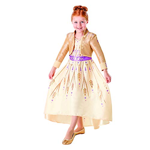 Rubies - Disfraz oficial de Disney Frozen 2, Anna Deluxe Prologue vestido, para niños, talla grande de 7 a 8 años