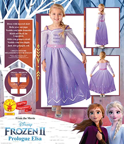 Rubies - Disfraz oficial de Disney Frozen 2, Elsa Deluxe Prólogo para niños, talla grande de 7 a 8 años