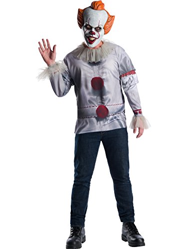 Rubies Disfraz oficial de payaso Pennywise IT, juego de camiseta y máscara para adultos, versión de película de 2017, talla XL para adulto