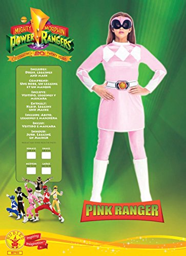 Rubies Disfraz Oficial de Pink Power Ranger para Mujer de superhéroes Rangers para Adultos, Talla 6 a 8