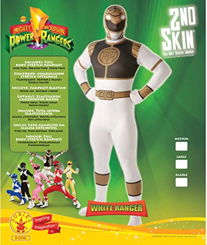 Rubies - Disfraz para Adulto, diseño de Power Ranger Blanco, versión “Mighty Morphin”, Estilo Ajustado