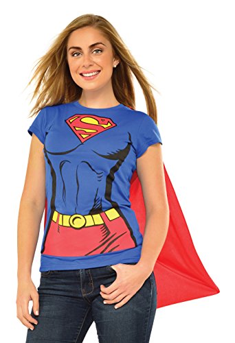 Rubies Juego de camiseta oficial de DC Comic Supergirl, kit de disfraz instantáneo para mujer – camiseta y capa adjunta, talla XL