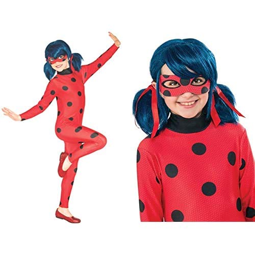 Rubies Ladybug - Disfraz para niños, Talla M (5-6 años) + Ladybug - Peluca complemento de disfraz infantil, talla única ( Spain 32929)