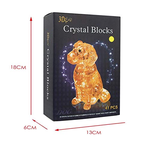 Ruluti Puppy Dog Toys 3D Crystal Puzzles Divertido Animal DIY Jigsaw Modelo Juguetes para Niños Niños Juguetes Inteligencia Juguetes (Color Al Azar)