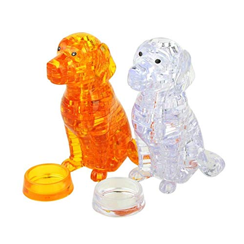 Ruluti Puppy Dog Toys 3D Crystal Puzzles Divertido Animal DIY Jigsaw Modelo Juguetes para Niños Niños Juguetes Inteligencia Juguetes (Color Al Azar)