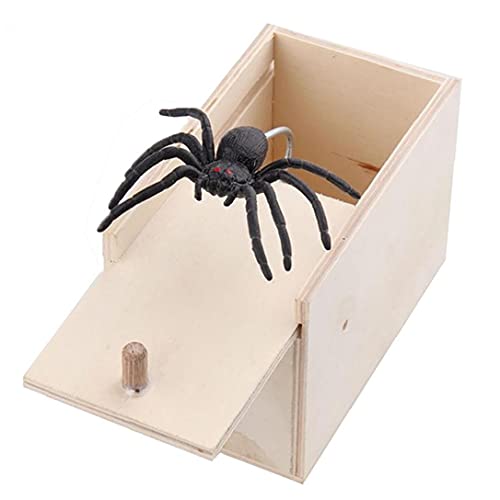 Runfon Broma Juguetes araña en una 1pcs Sorpresa Caja Box Broma araña del susto de Madera Caja de sorpresas Diversión Broma mordazas práctica de la Novedad de Juguete Negro