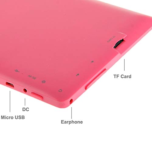 RUNNA Tablet PC de educación para niños, 7.0 Pulgadas, 1 GB + 8GB, Android 4.4 Allwinner A33 cuádruple, WiFi, Bluetooth, OTG, FM, cámara Dual, con Caja de Silicona (Negro) (Color : Pink)